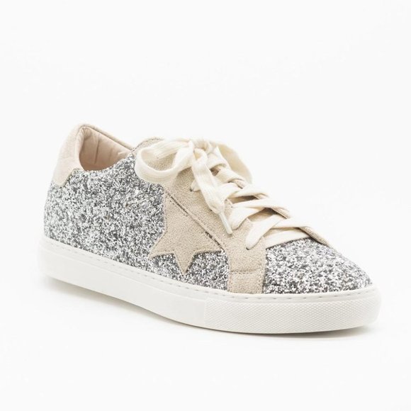 Nature Breeze Shoes - Silver Glitter Star Sneakers